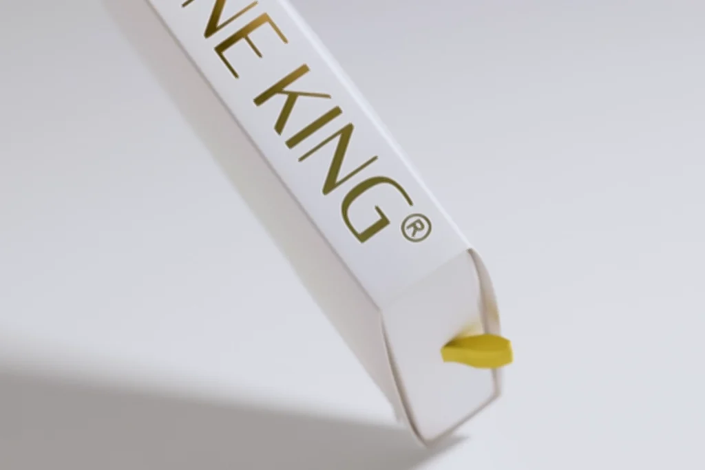Detail prémiovej vysúvacej krabičky na mieru s elegantnou zlatou razbou, navrhnutej pre dokonalý unboxing zážitok zákazníka.
